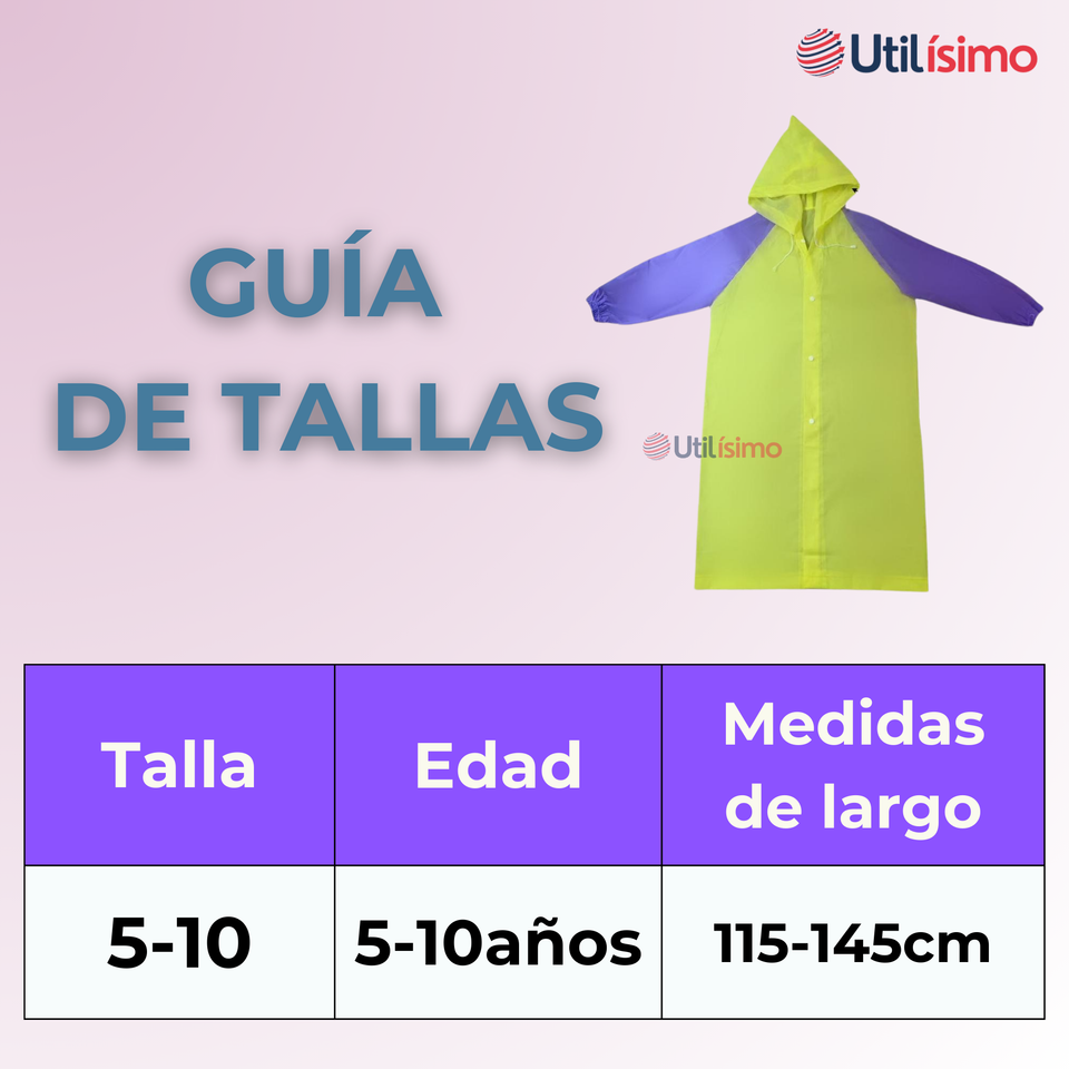 Poncho Niña Impermeable  Rosado