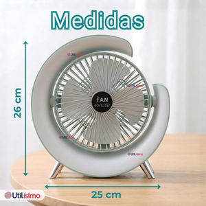 Mini Ventilador Portátil De Mesa Con Luz Led Recargable USB Verde Agua