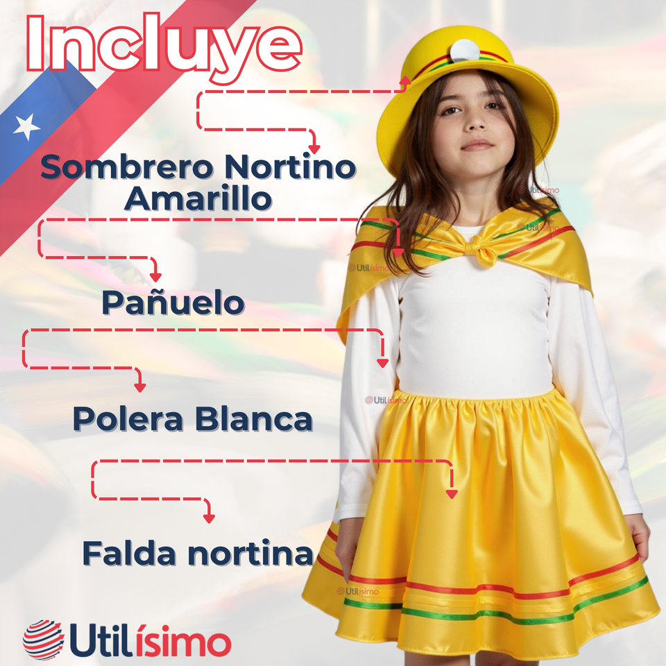 Pack 6 Traje Nortino Niña 4 Piezas Niña Fiestas Patrias Baile Nortino