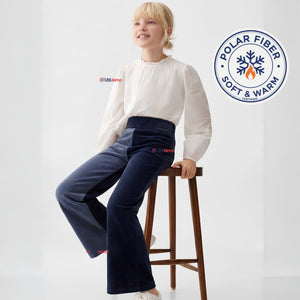 Calza Palazzo Niña Polar Con Chiporro Elasticada Térmica Navy Blue