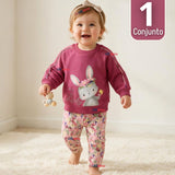 Conjunto 2 Piezas Polerón y Buzo 100% Algodón Tedmimak Bebé Niña Lovely
