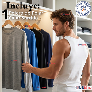 Camiseta Polera Polar Primera Capa Manga Larga Colores Surtidos Hombre