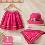 Traje Nortino Niña 3 piezas Fucsia Baile Típico Fiestas Patrias