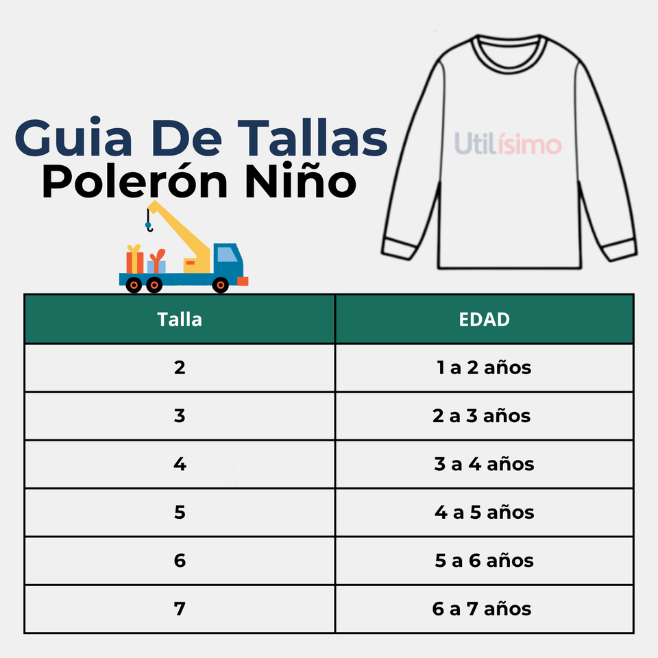 Polerón Algodón Cuello Redondo Niño Azul Grúa