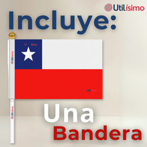 Bandera Chile 30x45cm Tela Con Palito Fechas Patrias