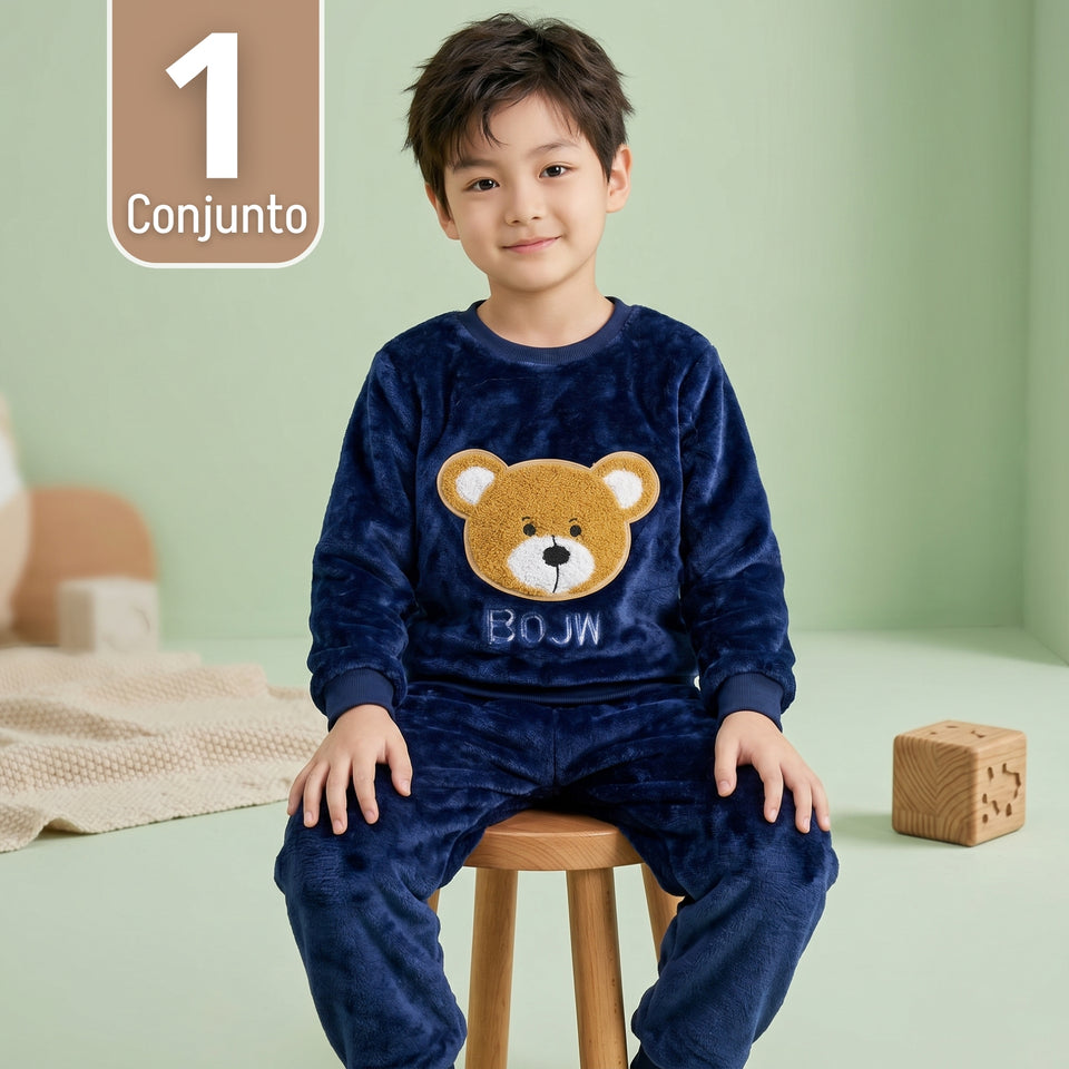 Conjunto Buzo Polerón Frizado Niños Bebes Corderito Liso 2 Piezas