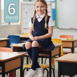 Pack 6 Calcetínes Escolares Largo Algodón Azul Niñas