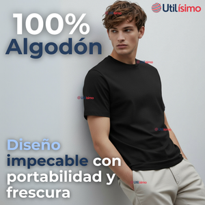 Polera Camiseta 100% Algodón Premium Manga Corta Básico Negro Hombre