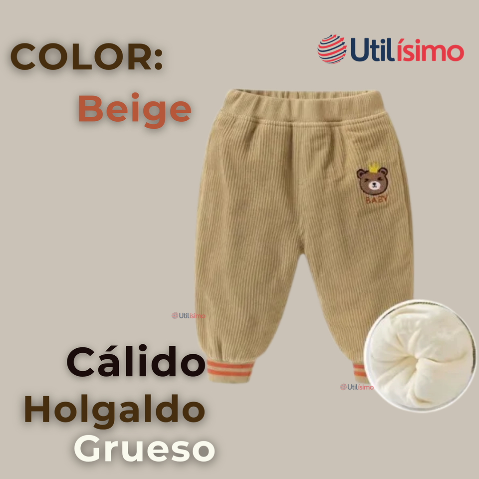 Buzo cotelé forrado en Polar Niño Pantalón Beige