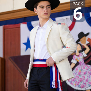 Pack 6 Fajas Huaso Bandera Chile Juvenil Fiestas Patrias Bailes Típico