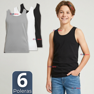 Pack 6 Camisetas Poleras Algodón Primera Capa Basica Manga Corta Colores Surtidos Niño