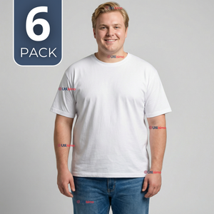 Pack 6 Camisetas Poleras 100% Algodón Básica Lisa Elástica Hombre Blanco