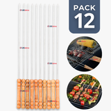 Pack 12 Pinchos De 30cm Para Anticuchos Brochetas Asados Mango De Madera