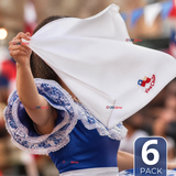 Pack 6 Pañuelos Baile Cueca 36cm Bordado Bandera de Chile Algodón Fiestas Patrias