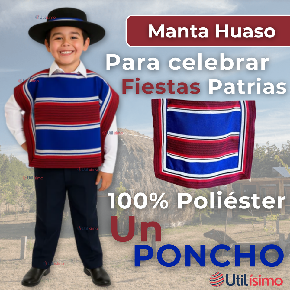 Poncho Manta Huaso Cueca Fiestas Patrias Para Niños