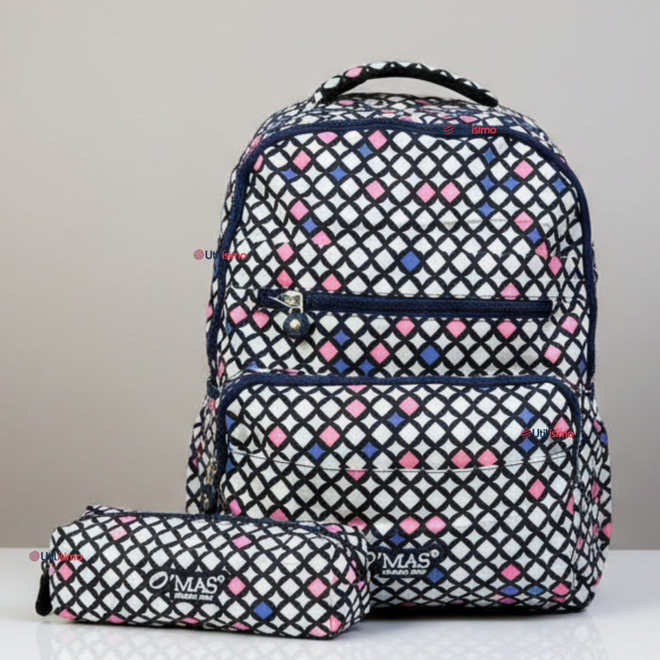 Mochila Escolar Con Estuche 46cm Poliéster Impermeable Niña Juvenil