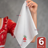 Pack 6 Pañuelos Baile Cueca 28cm Bordado Flor Copihue Algodón Fiestas Patrias