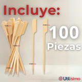 Pack 100 Piezas Brochetas De Bambú Bandera Cóctel 15cm