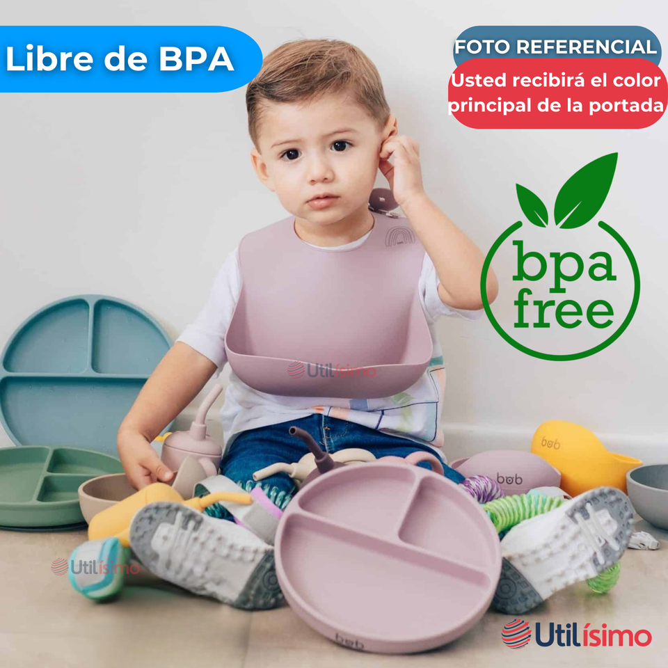 Set De Alimentación Bebé Silicona Con Vaso 11 Piezas Libre BPA