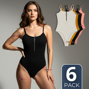 Pack 6 Bodys Con Cierre Delantero Sin Mangas Ligero Sutil Colores Surtidos Mujer