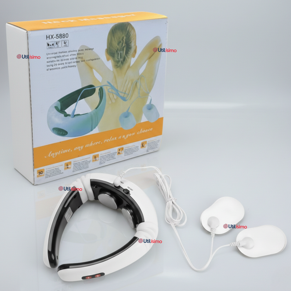 Masajeador Electro Estimulador Cervical Cuello Recargable 2 Electrodos