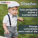 Conjunto De Vestir Con Tirantes Camisa Pantalón Corto Algodón Bebe