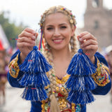 Pack 6 Tulmas Peinado Accesorio Sambo Caporal Azul Baile Típico