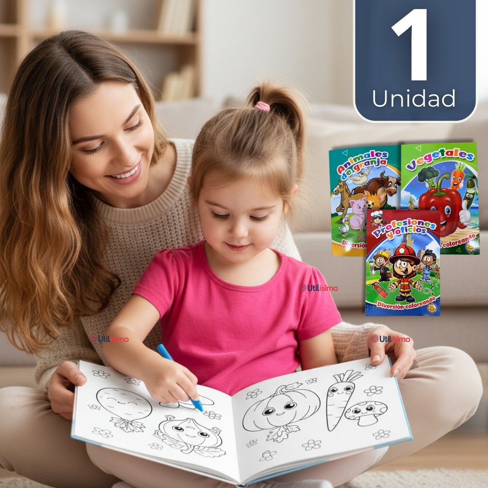 Libro Para Colorear Pintar  Educativo Con Stickers Diseños Surtidos