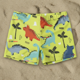 Short De Playa Para Niños Traje De Baño Pantalón Corto Amarillo Dinosaurios