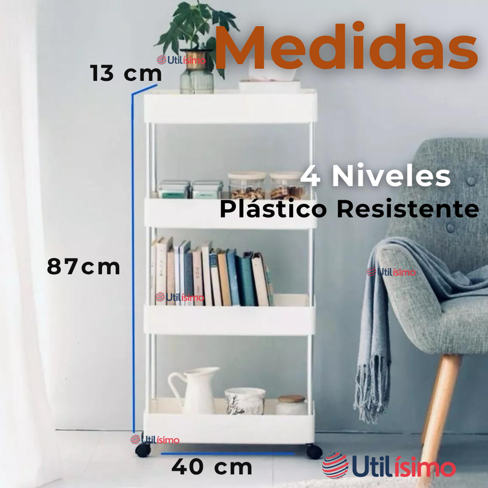 Estante Organizador 4 Niveles Con Ruedas Multifuncional