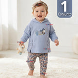 Conjunto 2 Piezas Polerón y Pantalón Buzo 100% Algodón Bebé Niña Tedmimak Blue girl