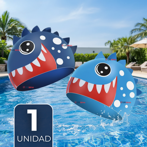Gorro Gorra Natación Baño Diseño Tiburón Silicona Colores Surtidos 3 años En Adelante Niño