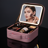 Estuche Maquillaje 2 en 1 Bolso Cosmetiquero Espejo Con Luz Led Organizador