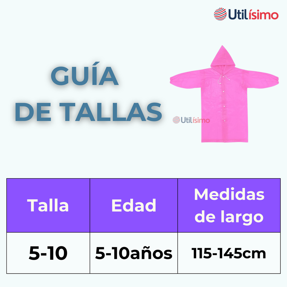 Poncho Impermeable Niño Tiras reflectantes Azul