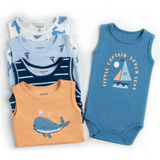 Pack 5 Unidades Extensor Body Bebé +Pack 5 Bodys Algodón Niño Sin Mangas Azul Marinero