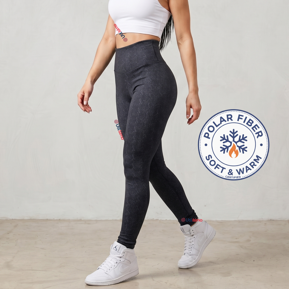 Calza Polar Con Chiporro Térmica Mujer Elásticada Negro Jeans