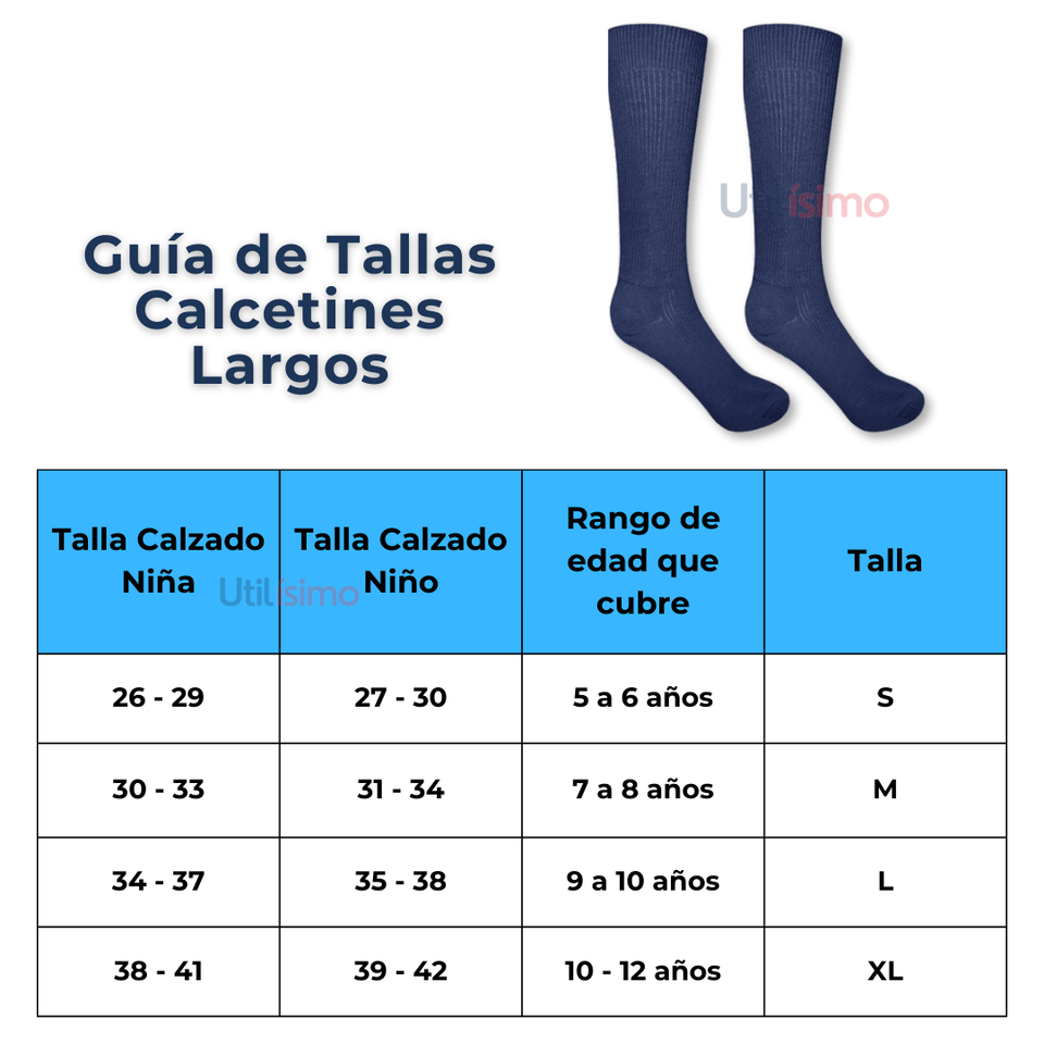 Pack 5 Calcetines Escolar Largo Azul 100% Bambú