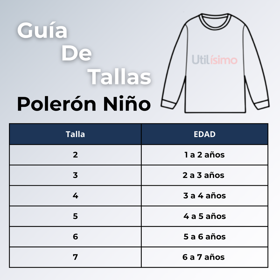 Polerón Estilo Pique Manga Larga Niño 100% Algodón Azul