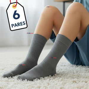 Pack 6 Calcetínes Escolares Corto Algodón Gris Niño Juvenil