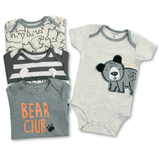 Pack 4 Unidades Extensor Body Bebé +Pack 4 Bodys Algodón Niño Manga Corta Bear Club
