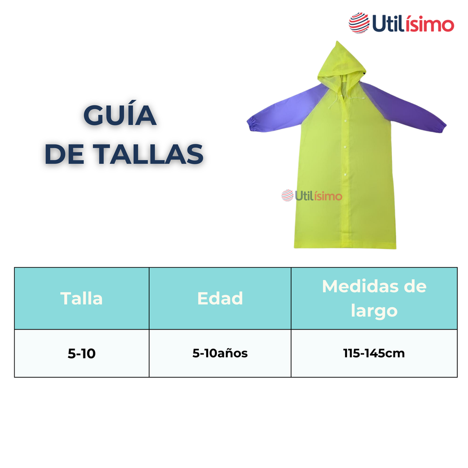 Poncho Niño Impermeable Colores Surtidos