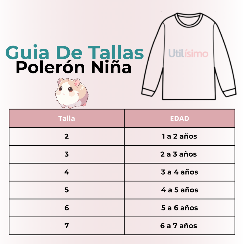 Polerón Algodón Cuello Redondo Niña Turquesa Hámster