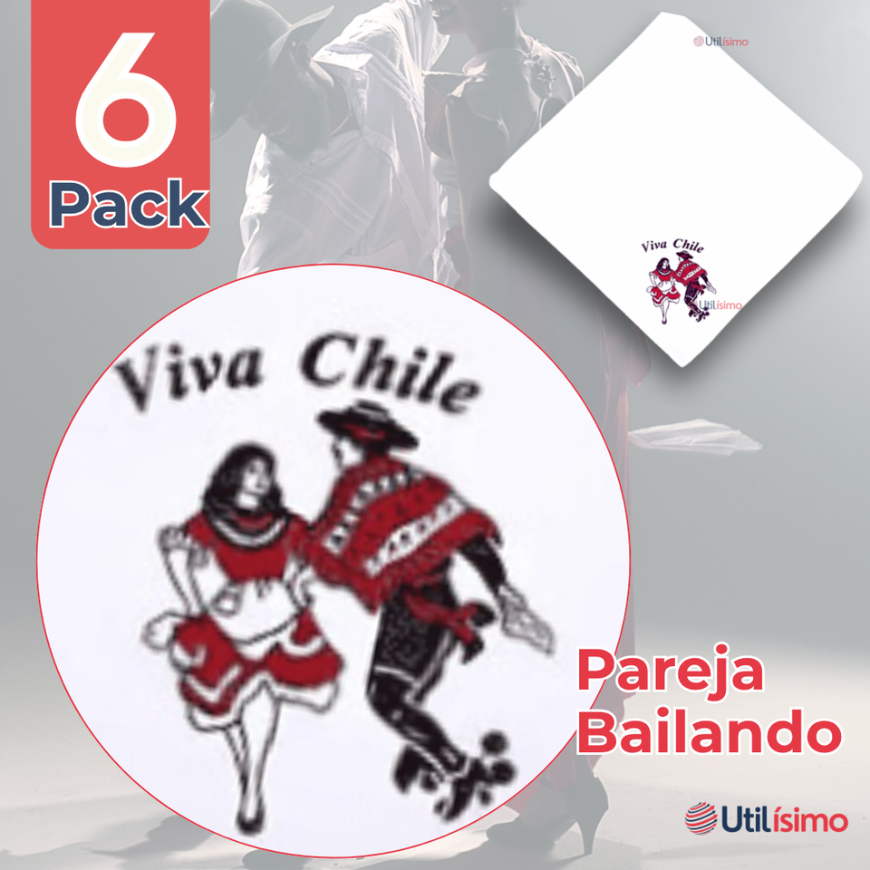 Pack 6 Pañuelos Baile Cueca 45CM Bordado Pareja Baile Fiestas Patrias