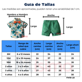 Conjunto de Vestir Hawaiano Manga Corta Niño  1 a 5 Años Rojo Hawaiano