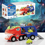 Camión De Dinosaurio 8 Mini Coches 2 Niveles Música Luces Juguete Niño