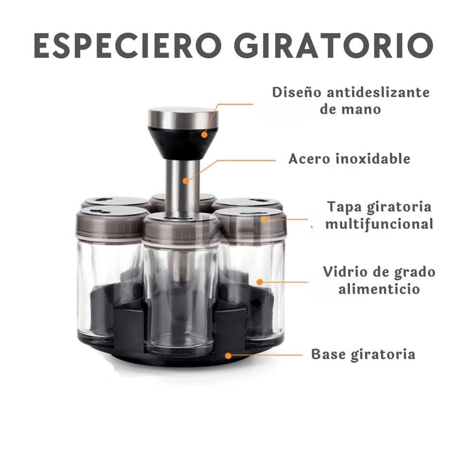 Especiero Giratorio Organizador Para Especias Condimenteros Líquidos y Sólidos