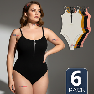 Pack 6 Bodys Con Cierre Delantero Sin Mangas Ligero Sutil Colores Surtidos Mujer