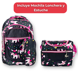 Mochila Con Lonchera Y Estuche 45CM Diseño Estampado Niña