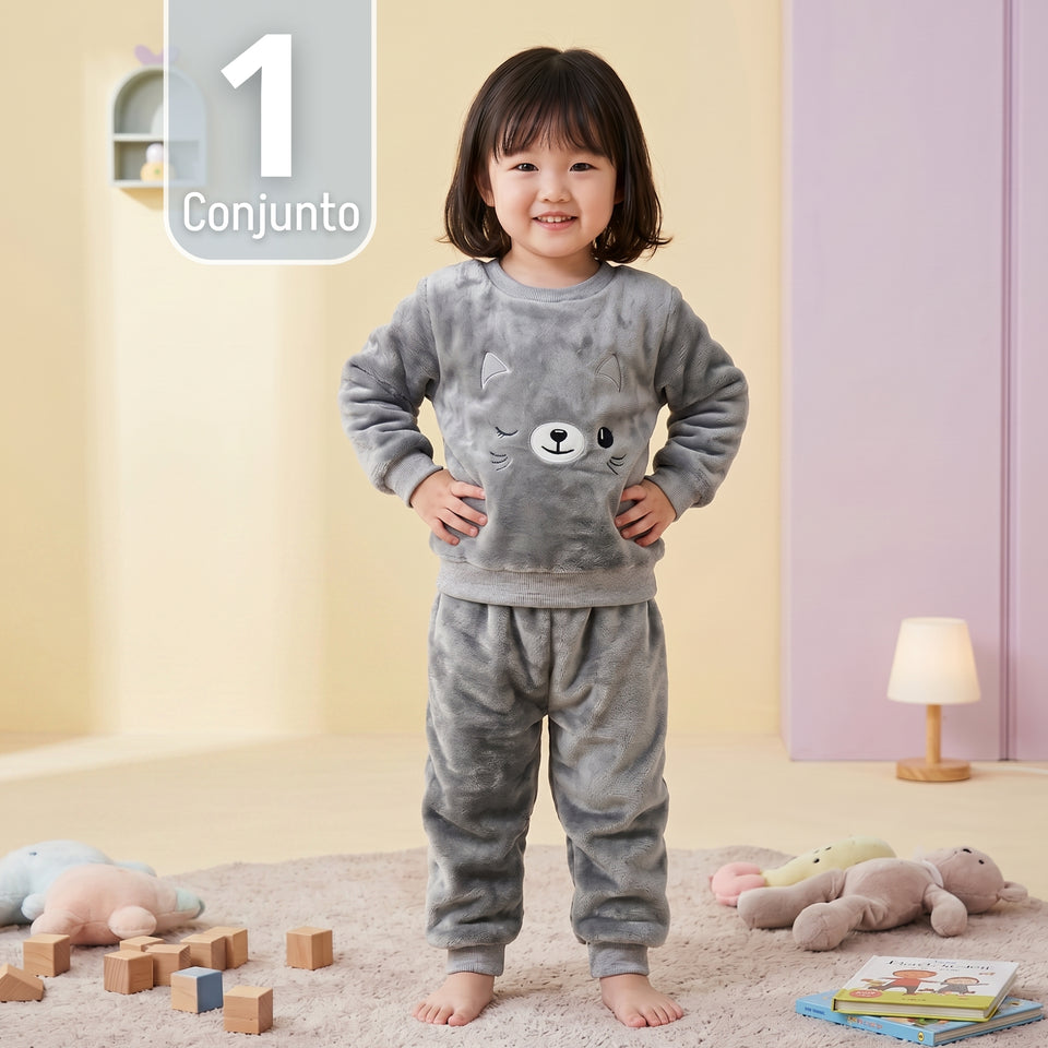 Conjunto Buzo Polerón Frizado Niños Bebes Corderito Liso 2 Piezas