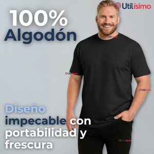 Polera Camiseta 100% Algodón Premium Manga Corta Básico Negro Hombre